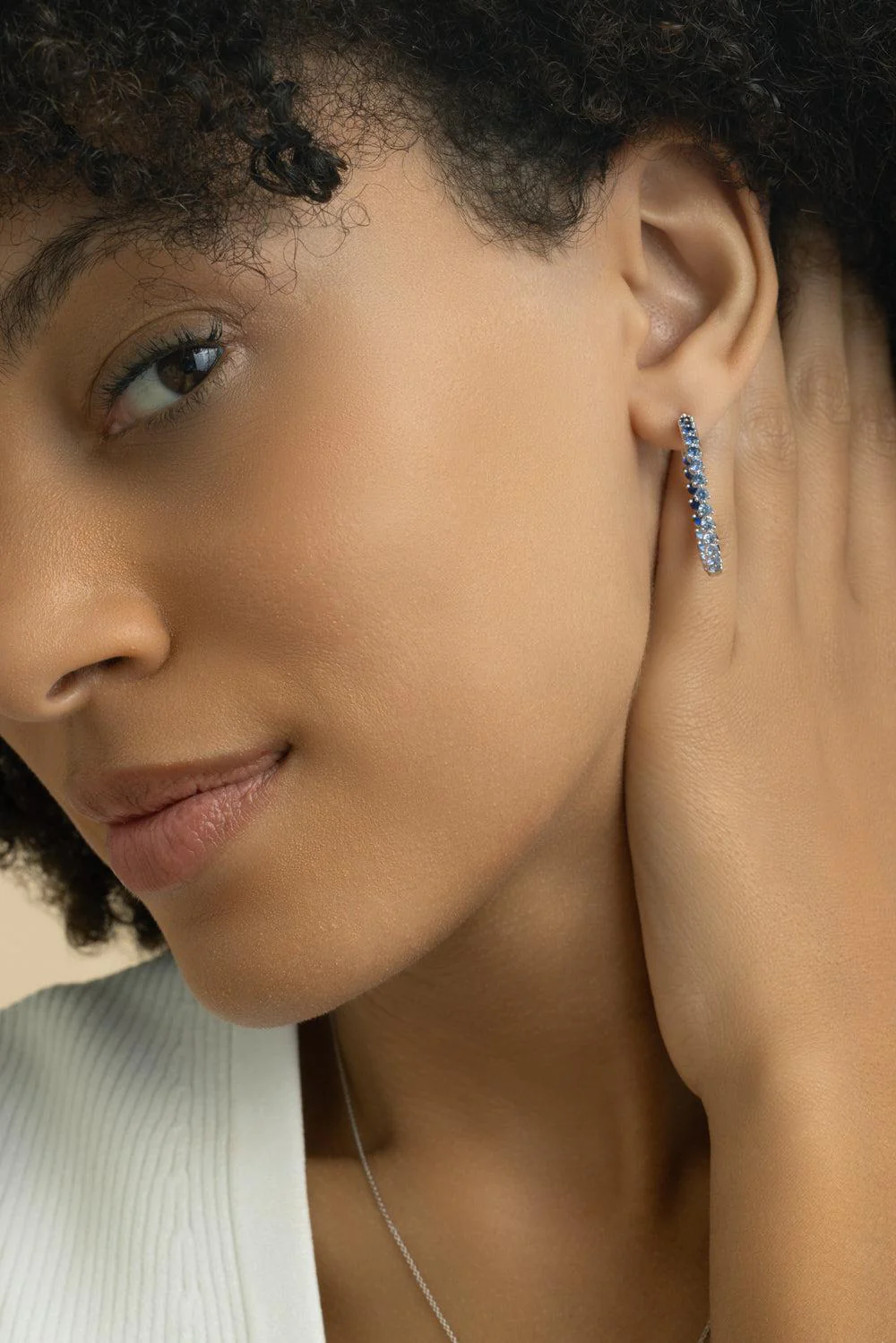 Blue Sapphire Ombre Hoop Earrings - Image 3