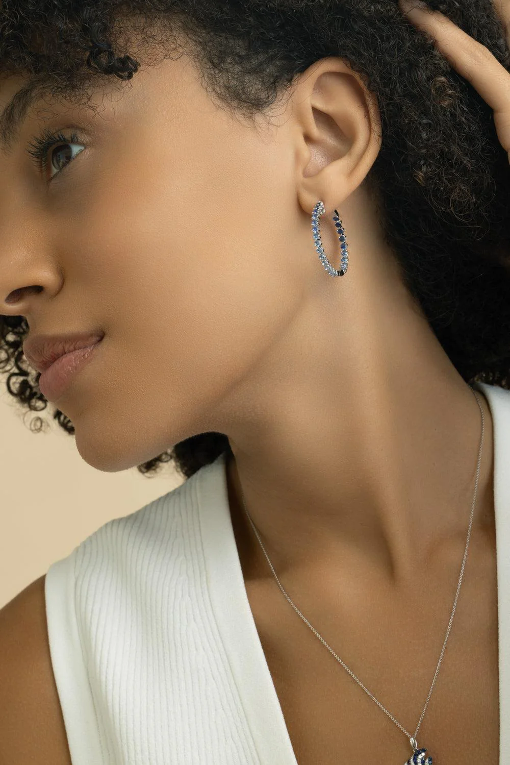 Blue Sapphire Ombre Hoop Earrings - Image 4