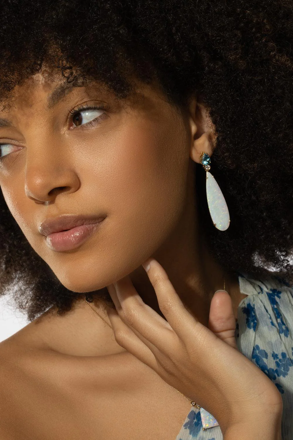 Brazilian Opal Blue Zircon Drop Earrings - Image 2