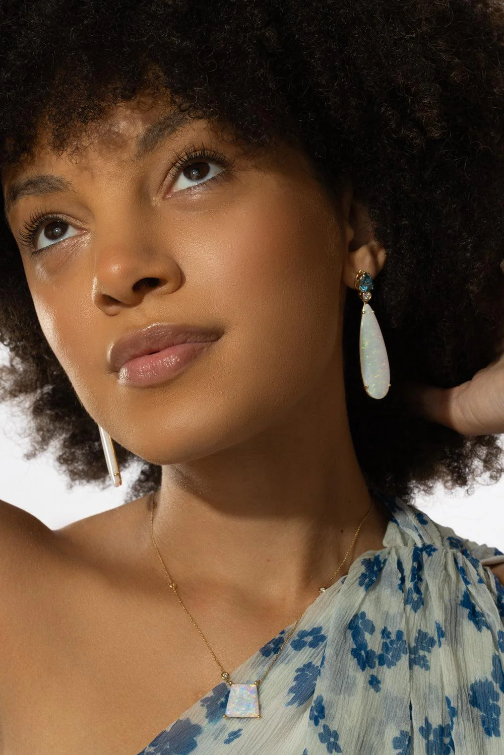 Brazilian Opal Blue Zircon Drop Earrings - Image 3