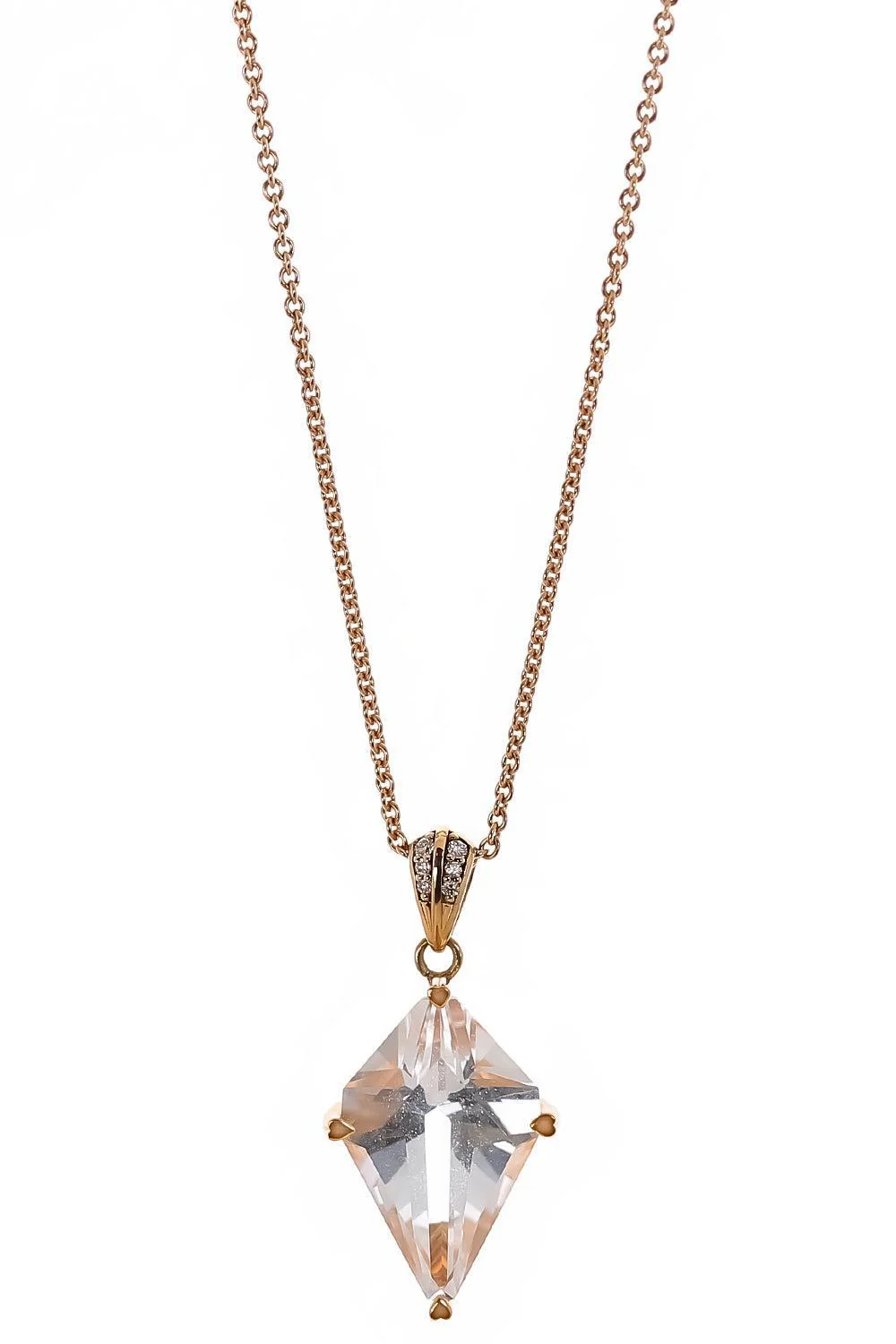 Clear Quartz Diamond Kite Necklace