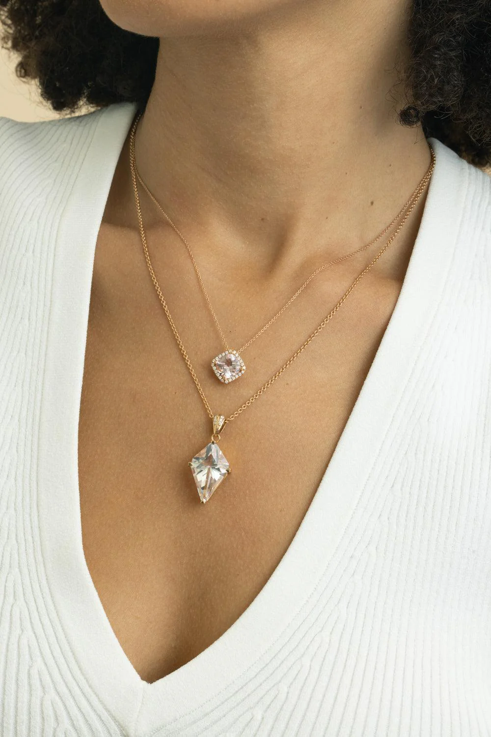 Clear Quartz Diamond Kite Necklace - Image 4