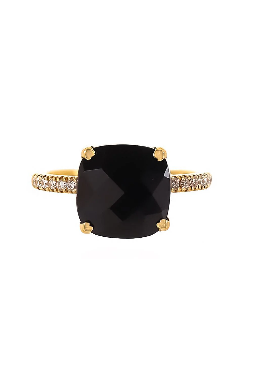 Diamond Black Onyx Cushion Ring