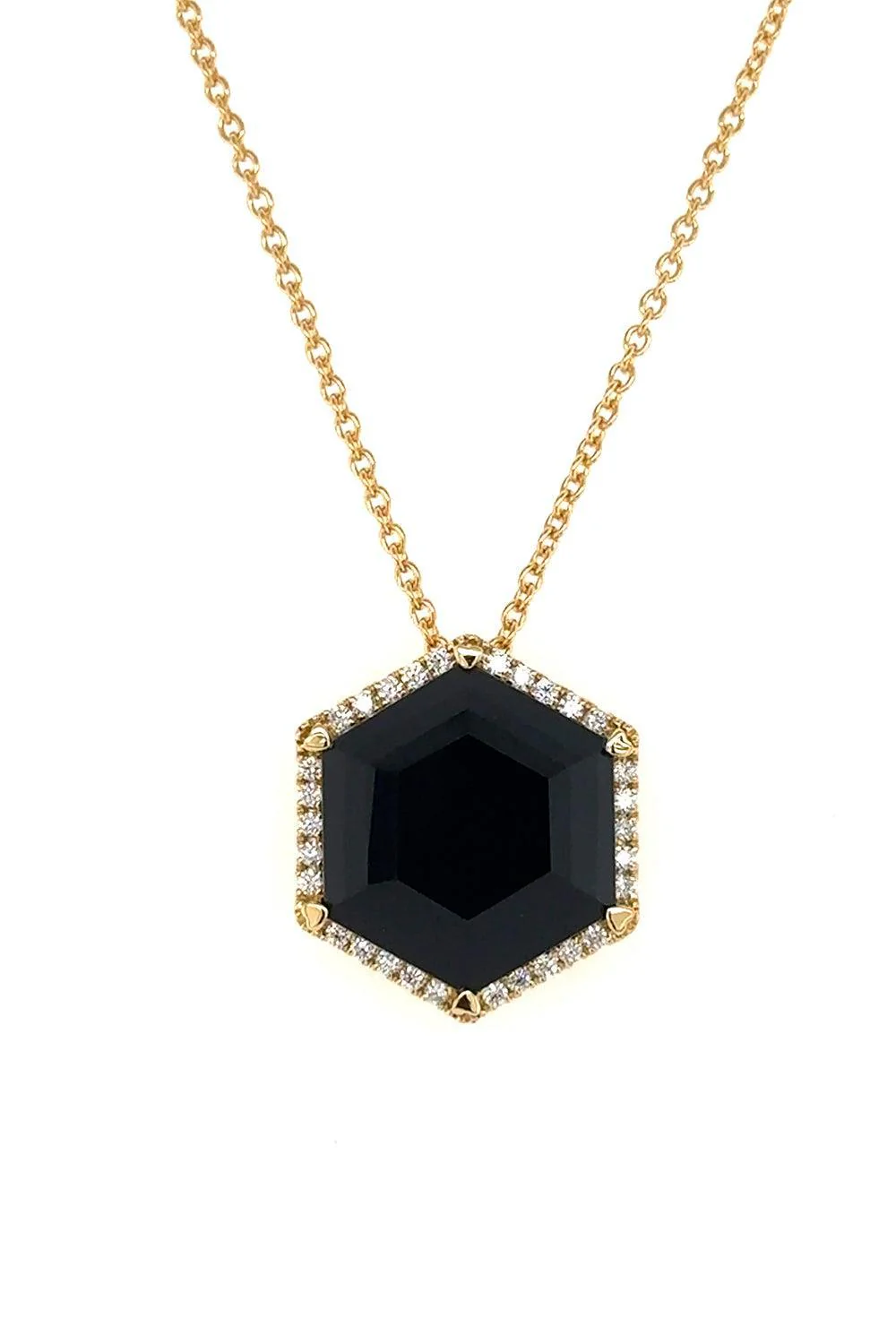 Diamond Black Onyx Hexagon Necklace