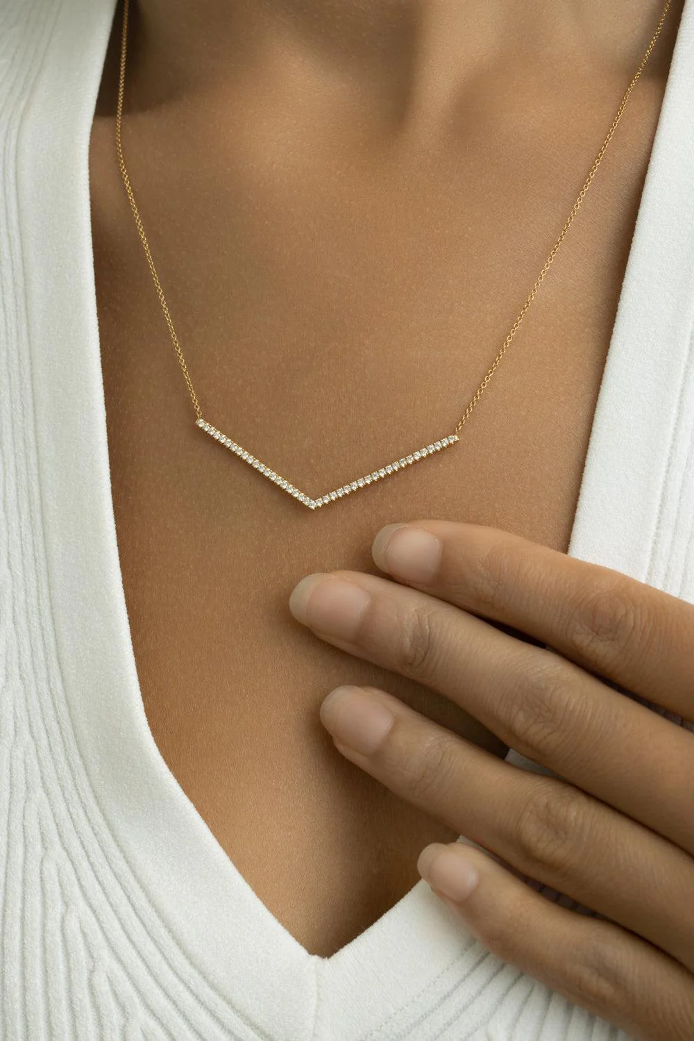 Diamond Chevron Necklace - Image 4