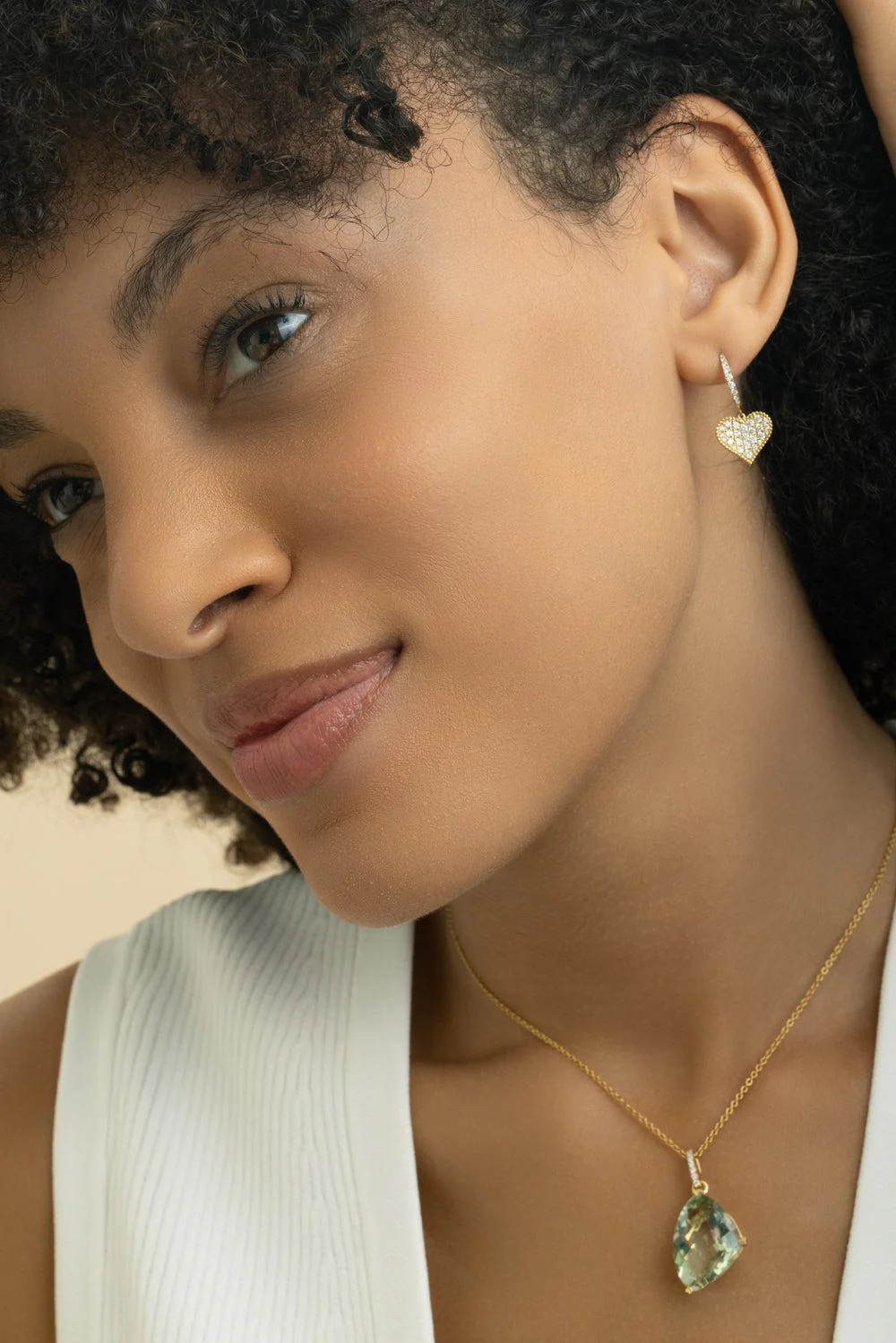 Diamond Heart Drop Earrings - Image 2