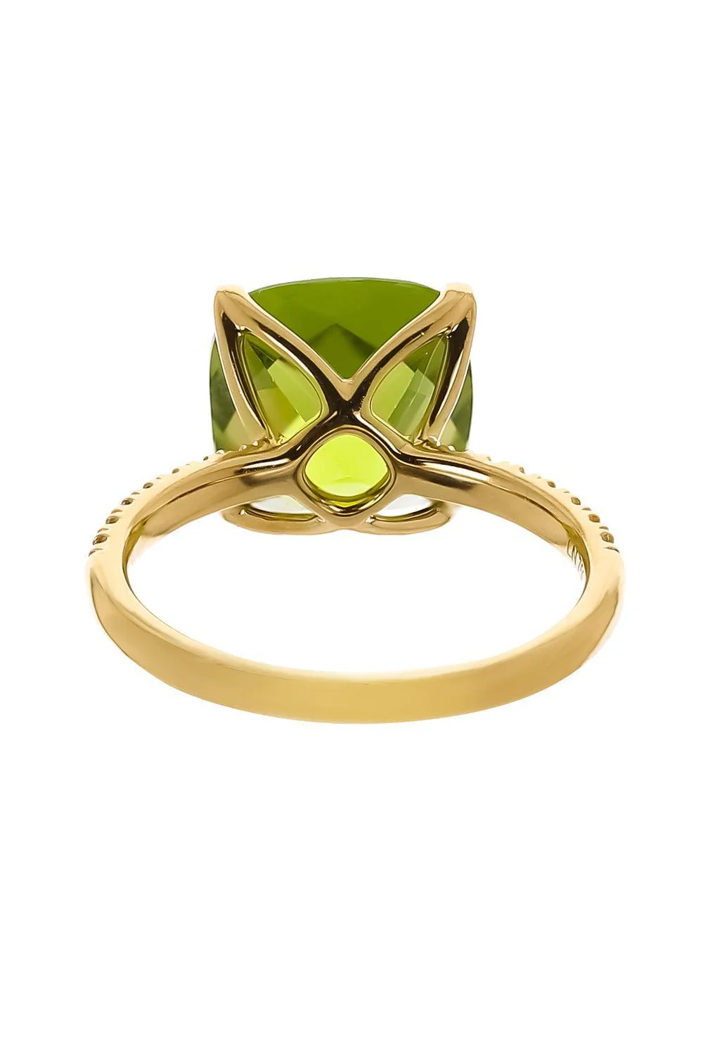 Diamond Peridot Cushion Ring - Image 6