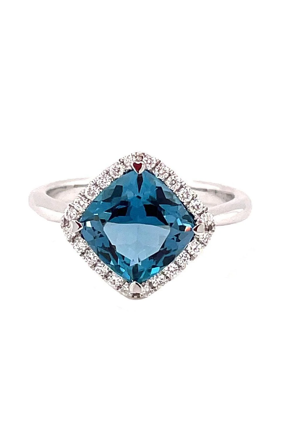 Diamond Swiss Blue Topaz Ring