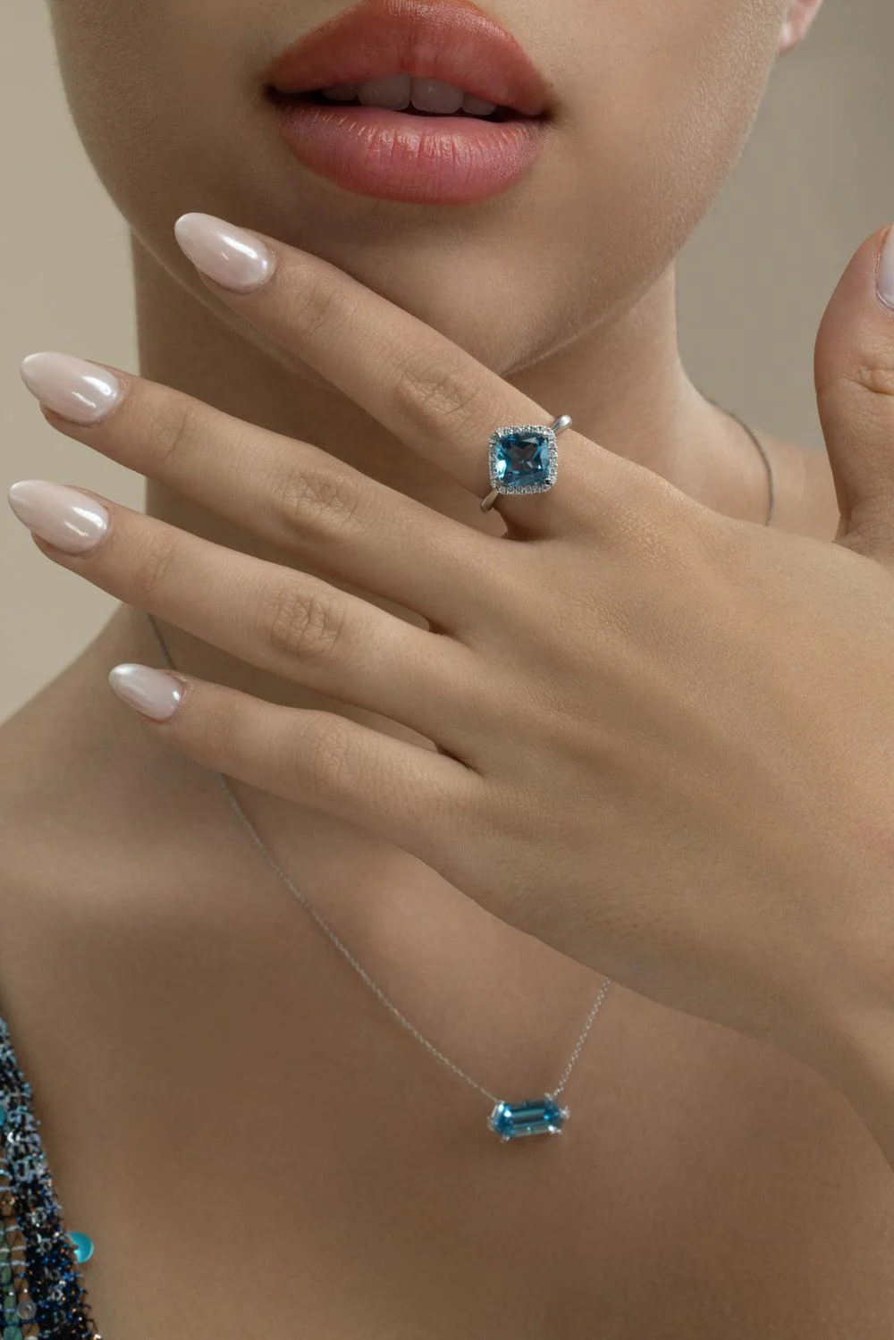 Diamond Swiss Blue Topaz Ring - Image 2