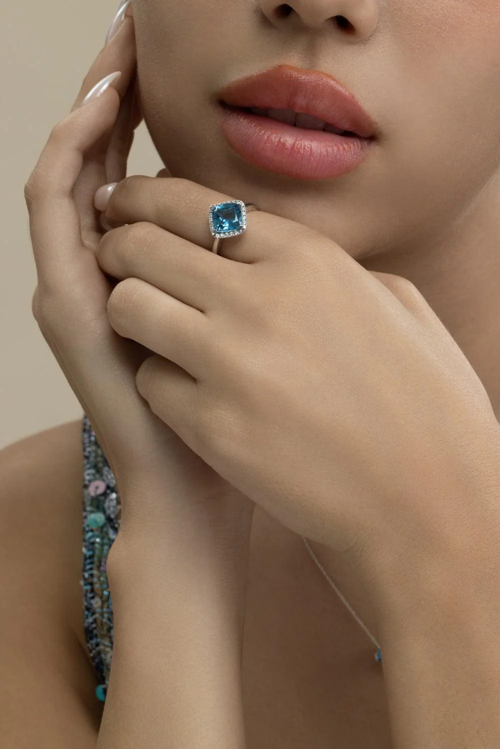 Diamond Swiss Blue Topaz Ring - Image 4