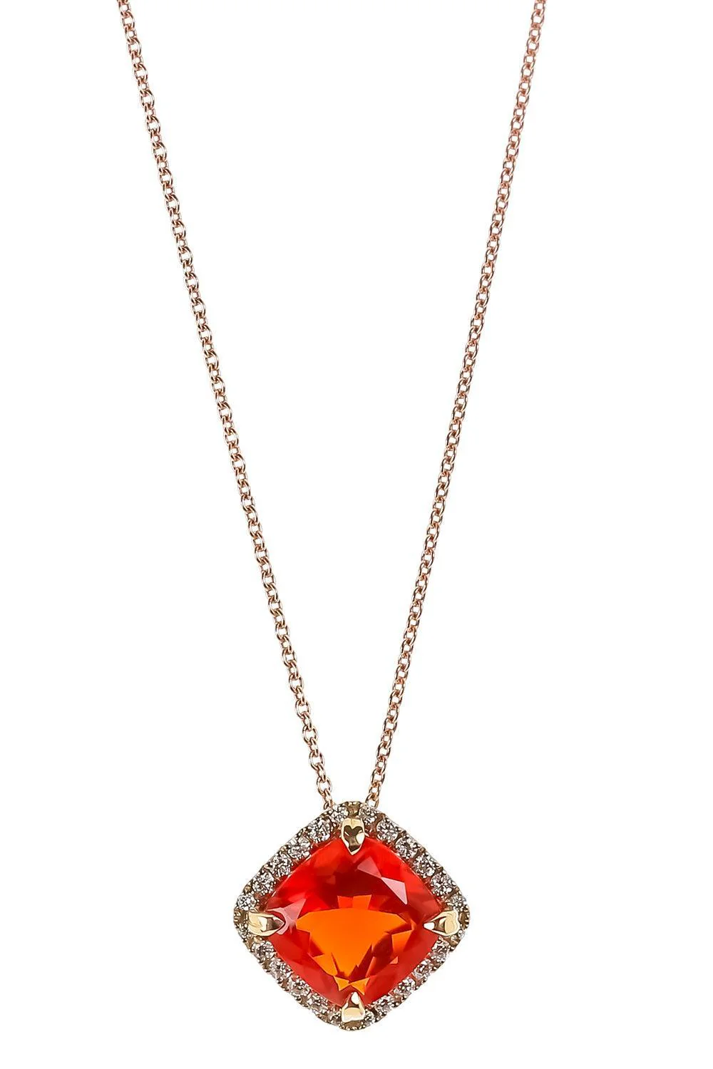 Fire Opal Diamond Necklace