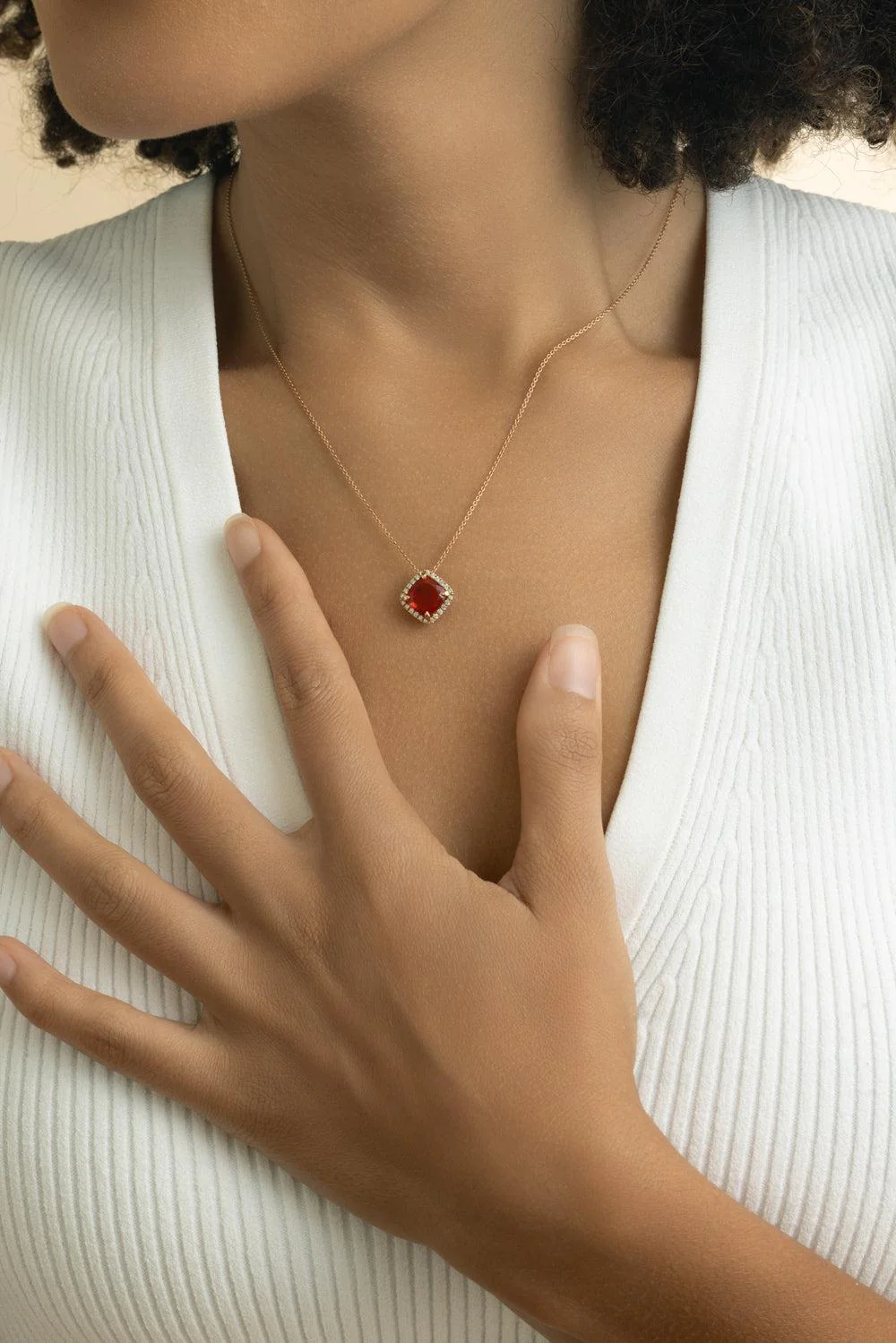 Fire Opal Diamond Necklace - Image 3