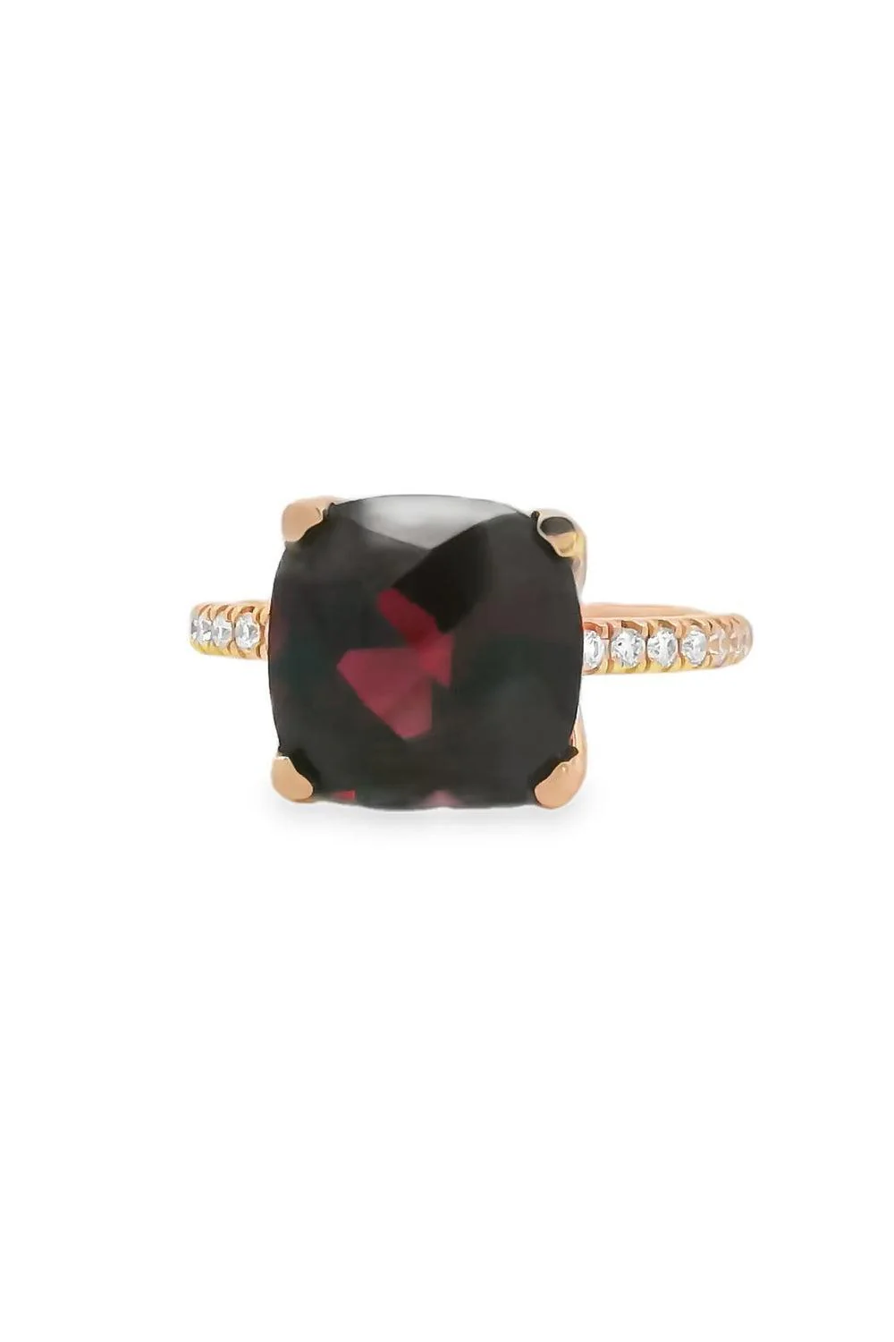 Garnet Diamond Cushion Ring