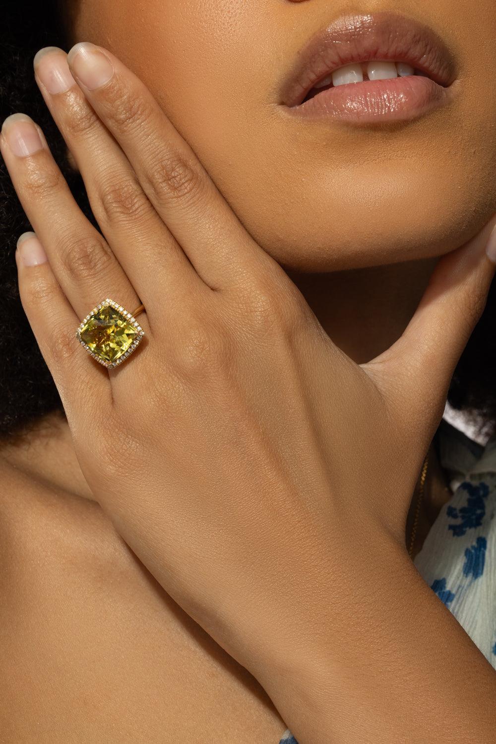 Lemon Quartz Cushion Ring - Image 4