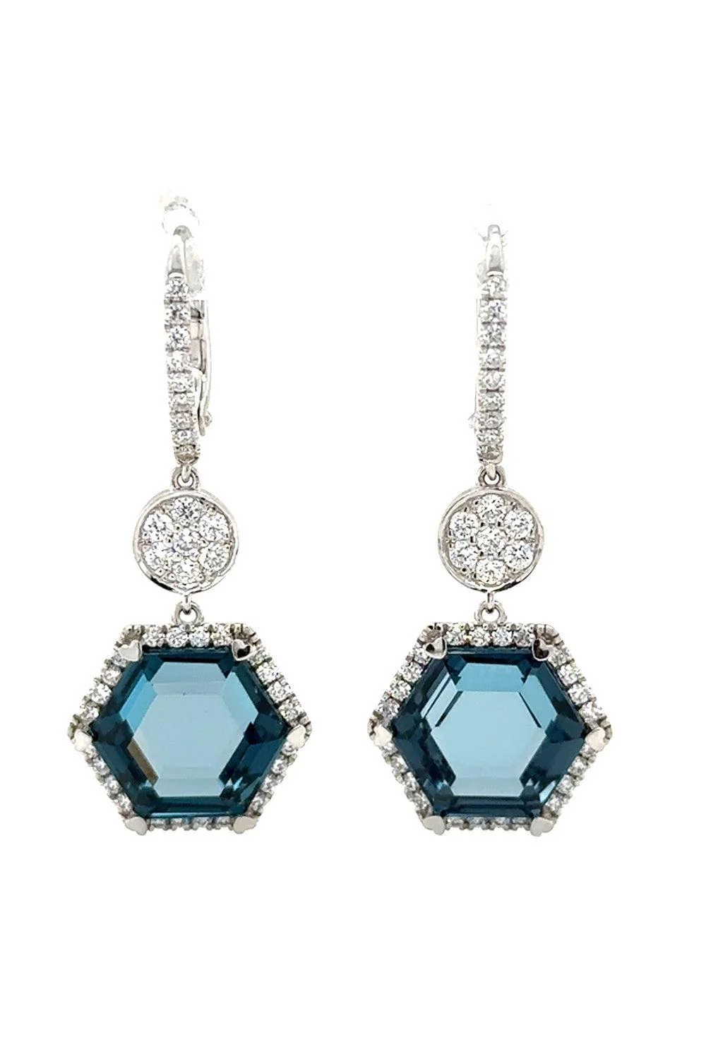 London Blue Topaz Hexagon Drop Earrings