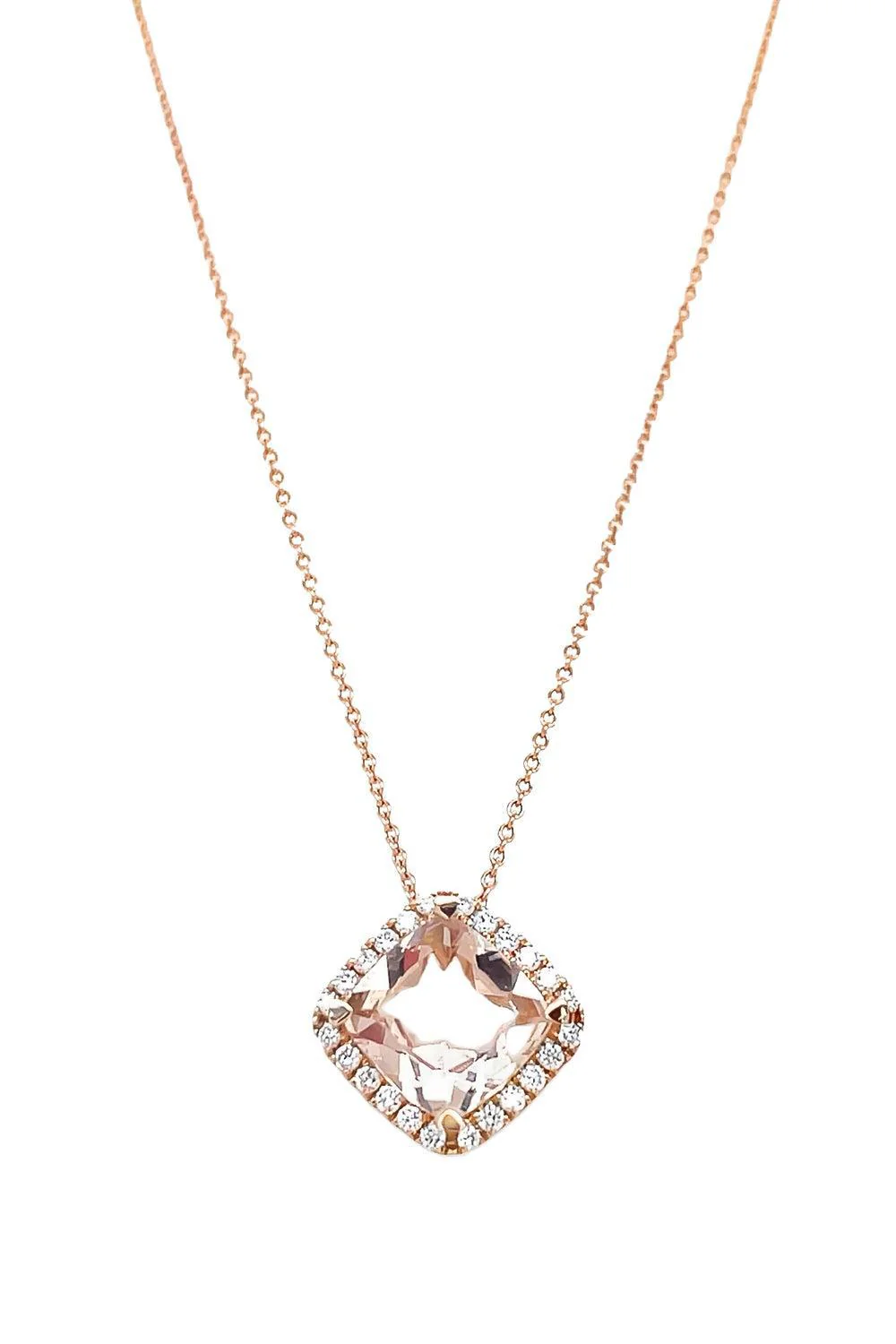 Morganite Diamond Pendant Necklace