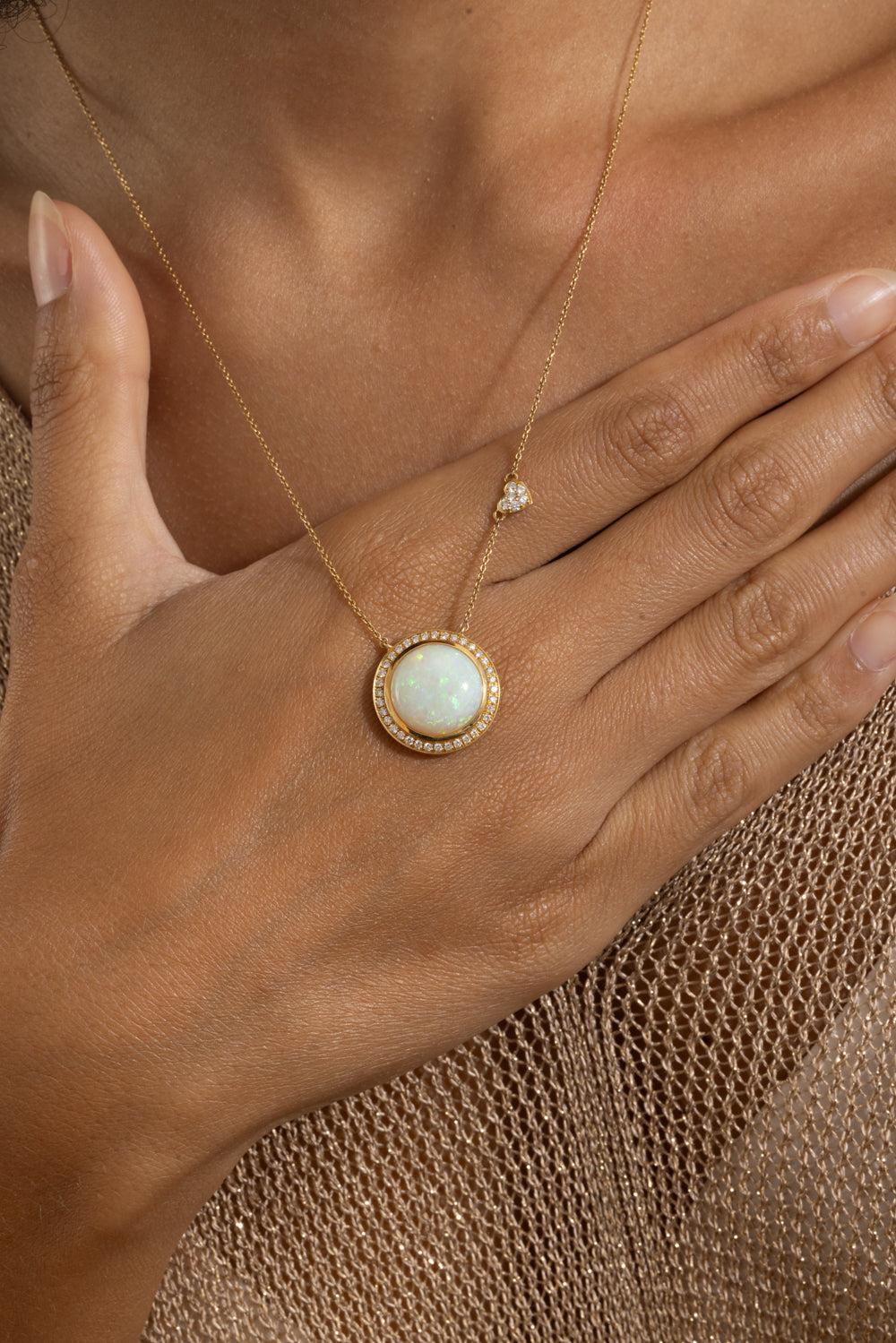 Opal Diamond Pendant Necklace - Image 3