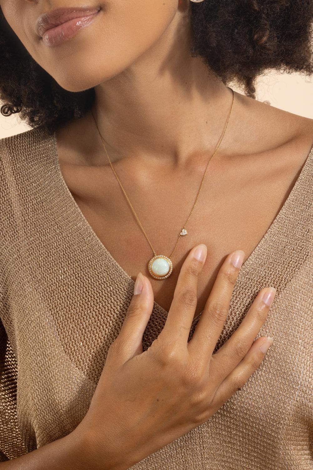 Opal Diamond Pendant Necklace - Image 4