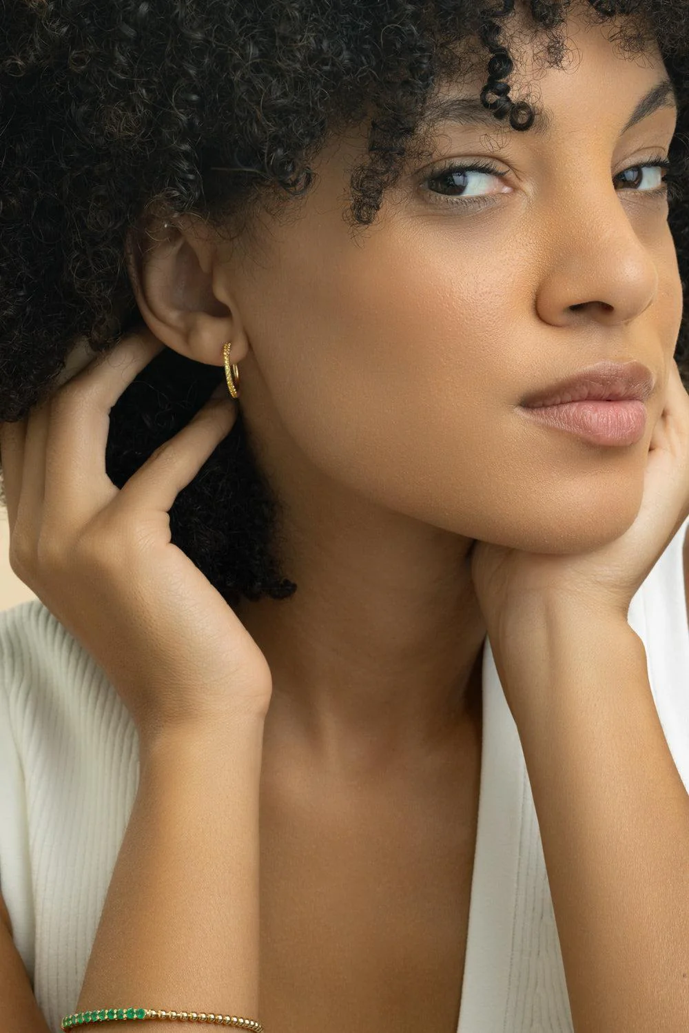 Orange Yellow Ombre Sapphire Hoop Earrings - Image 2