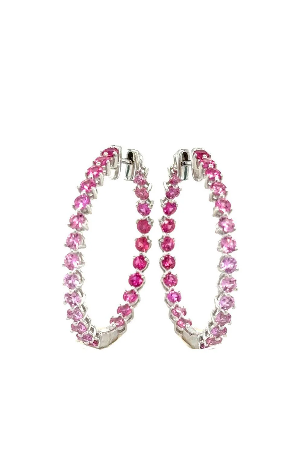 Pink Sapphire Graduated Hoop Earrings