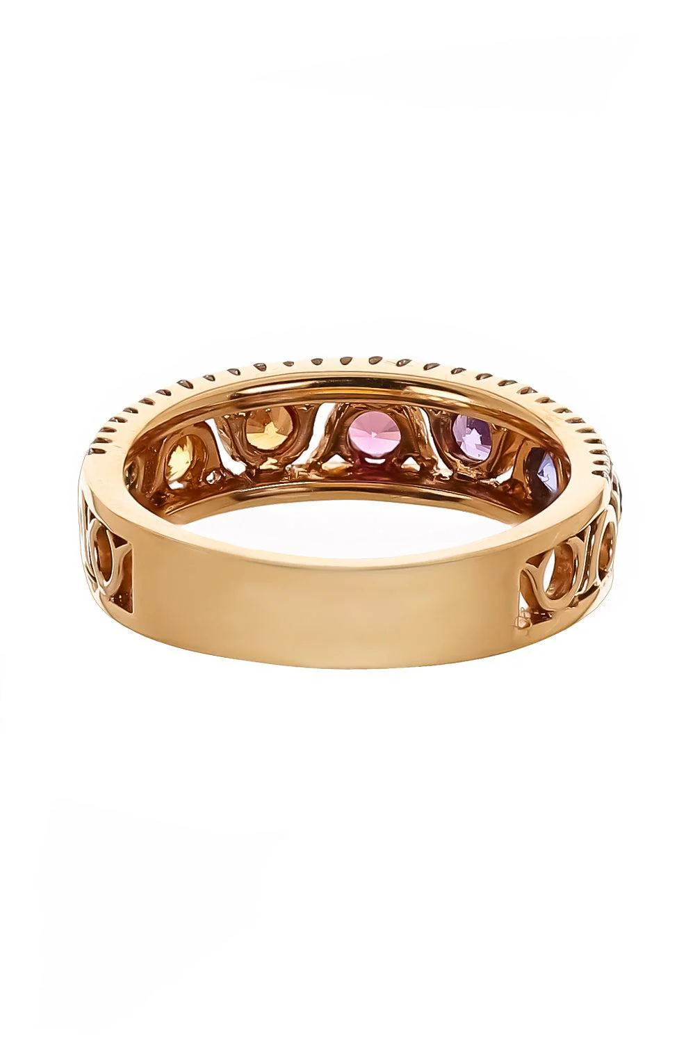 Rainbow Sapphire Diamond Circle Band Ring - Image 5