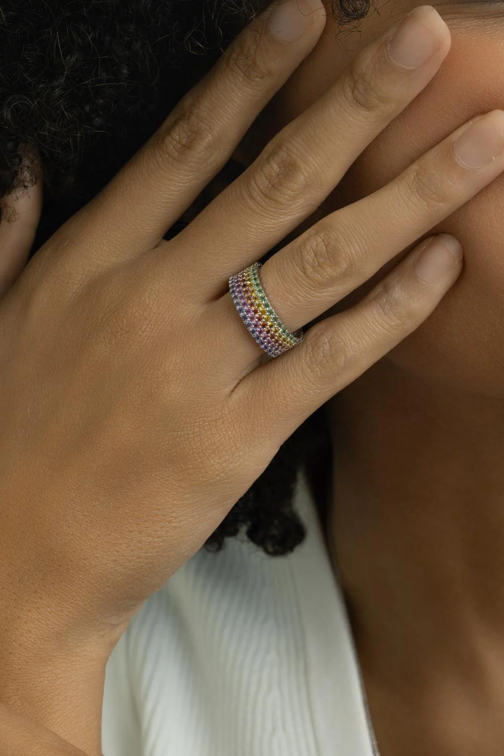 Rainbow Sapphire Five Row Ring - Image 4