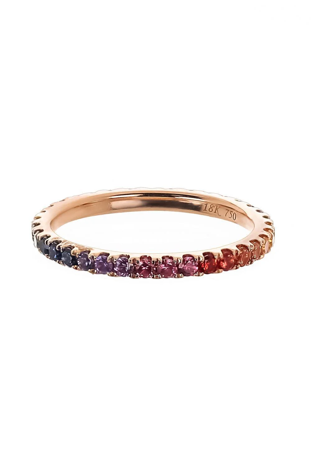 Rainbow Sapphire Skinny Band Ring