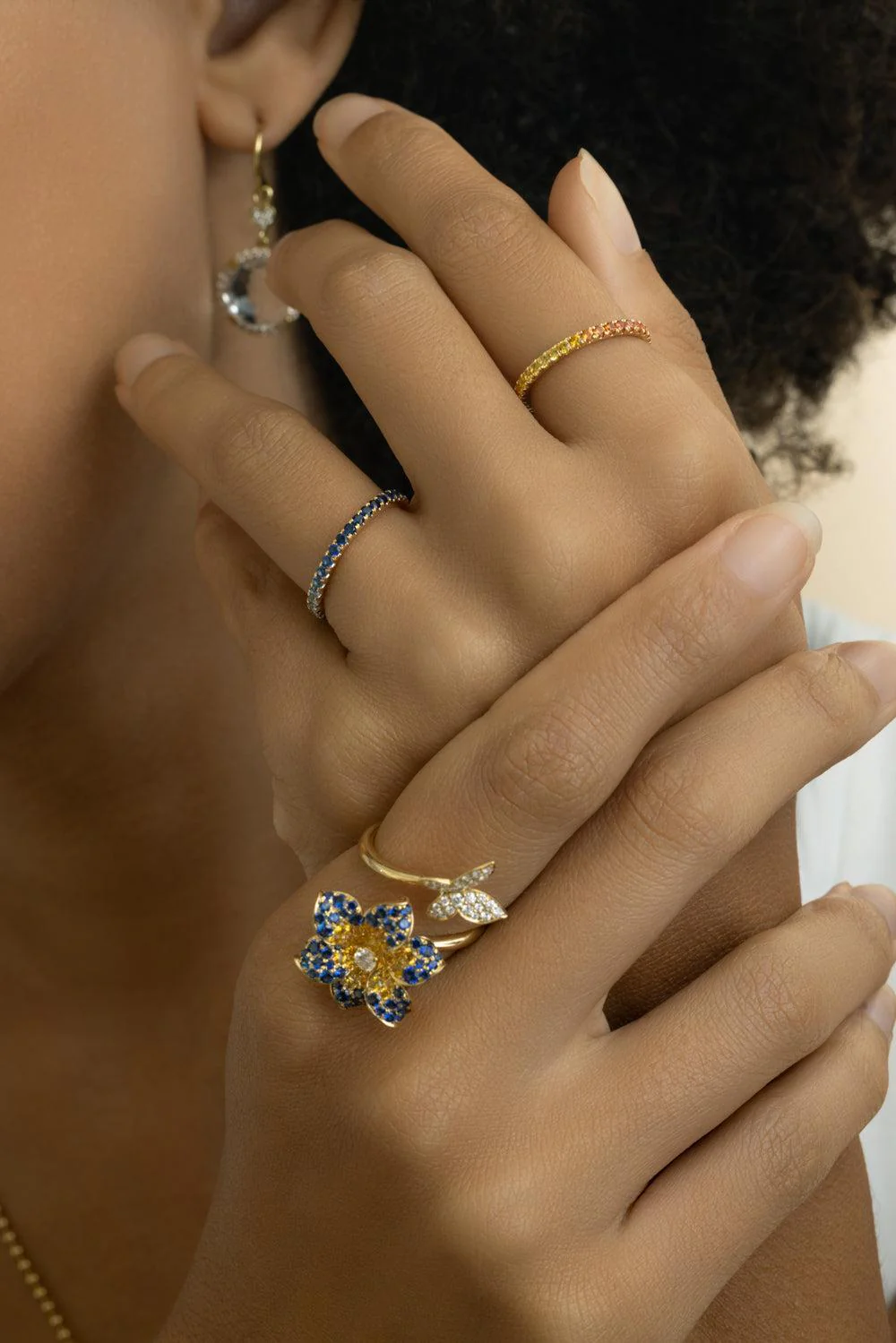 Rainbow Sapphire Skinny Band Ring - Image 2