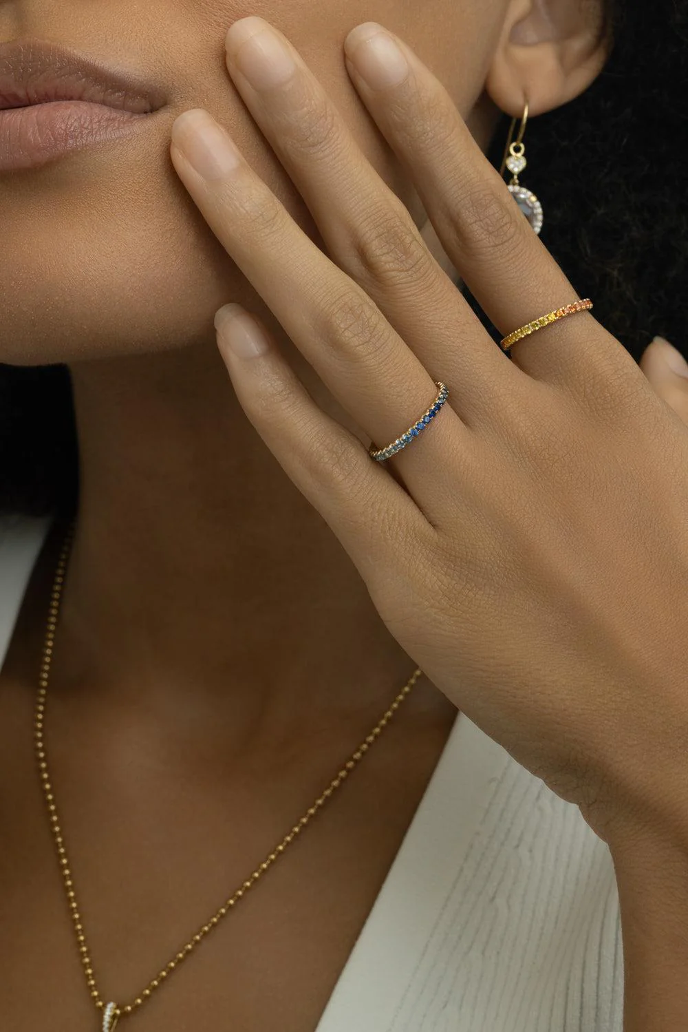 Rainbow Sapphire Skinny Band Ring - Image 4