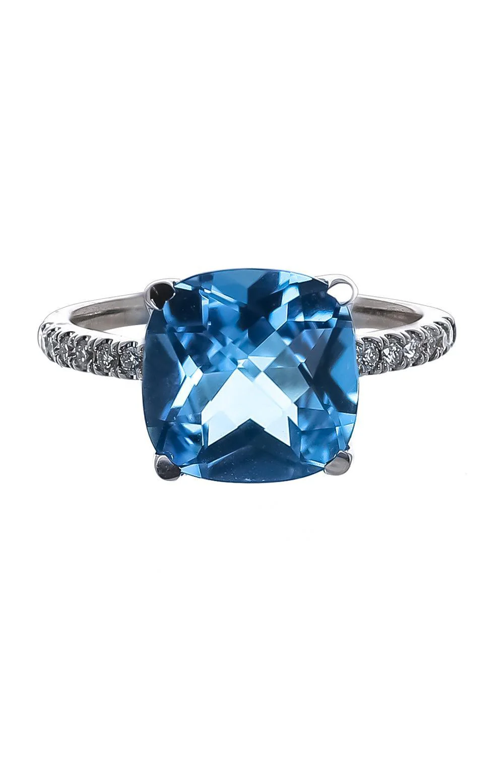 Swiss Blue Topaz Diamond Ring