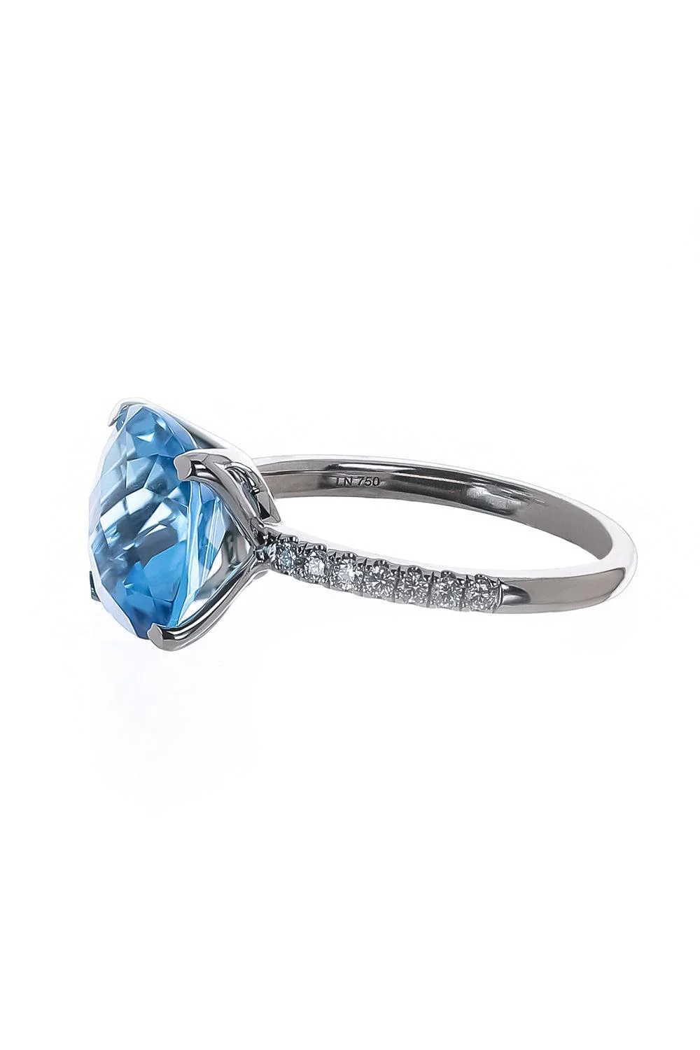 Swiss Blue Topaz Diamond Ring - Image 5
