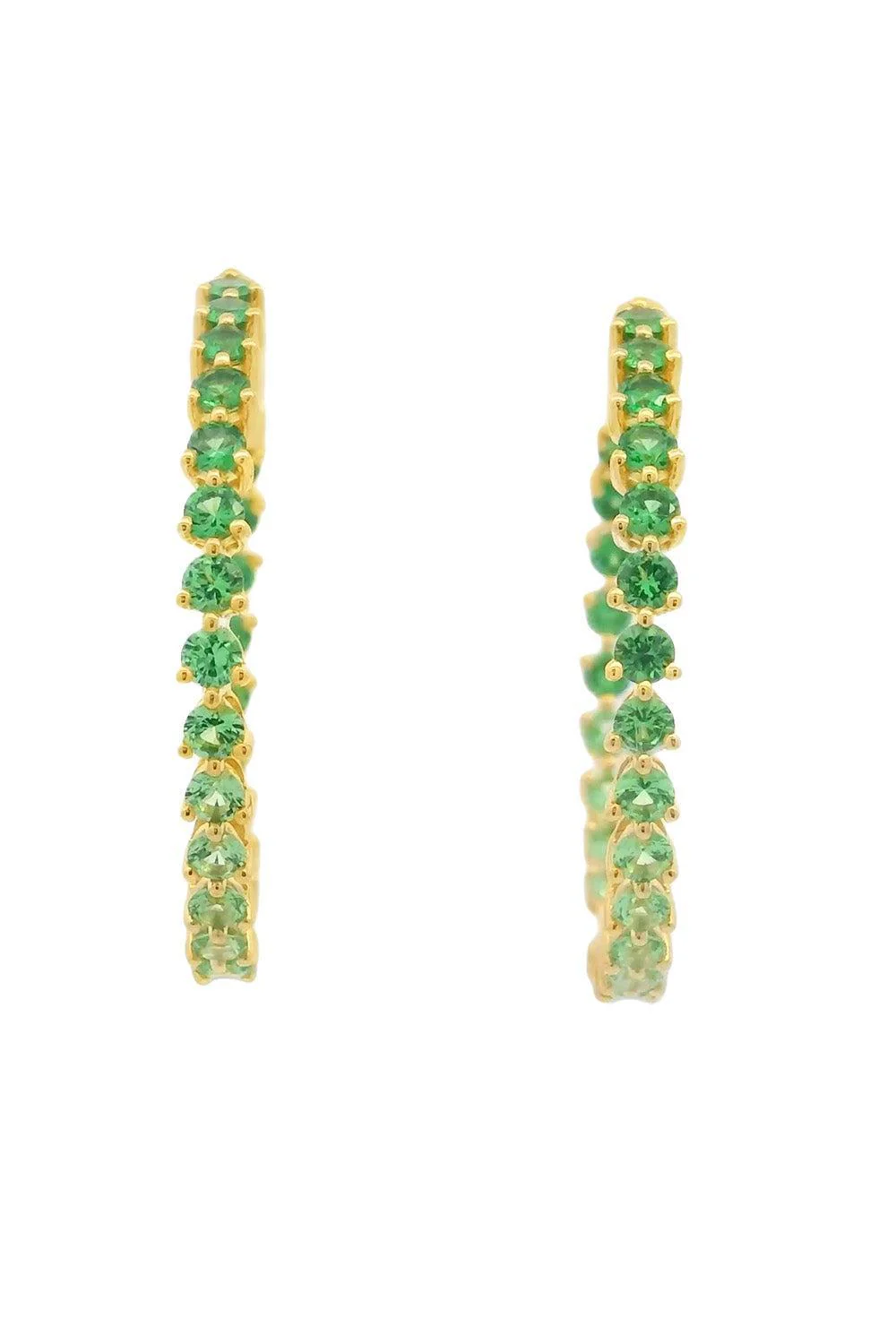 Tsavorite Garnet Graduated Hoop Earrings - Image 2