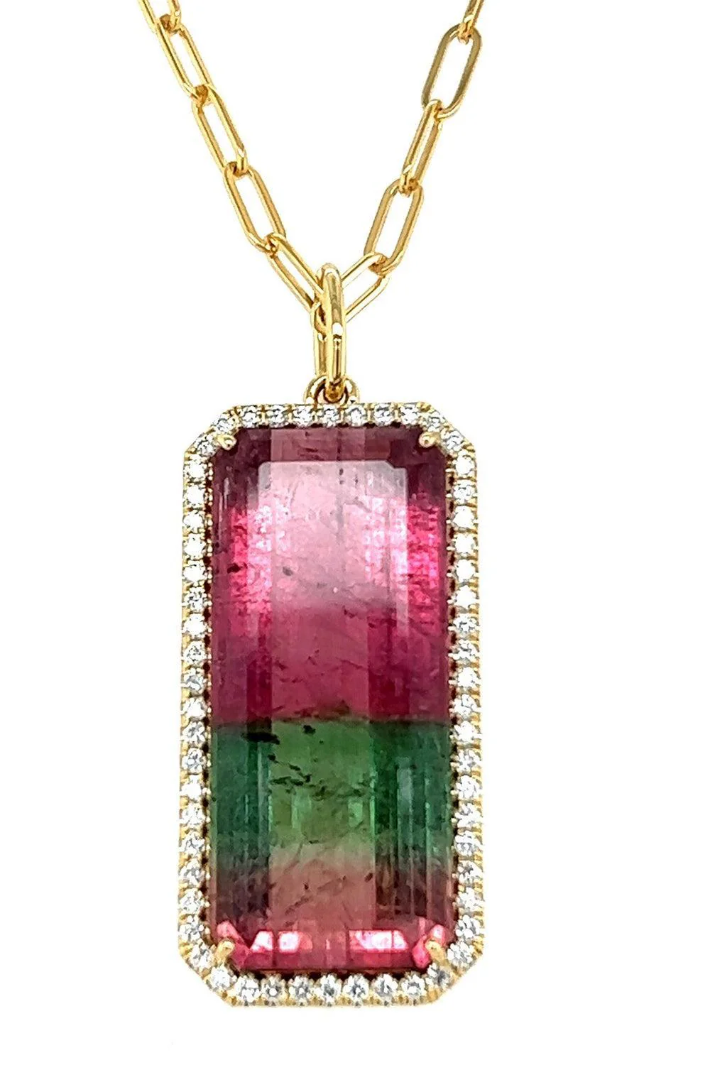Watermelon Tourmaline Diamond Necklace