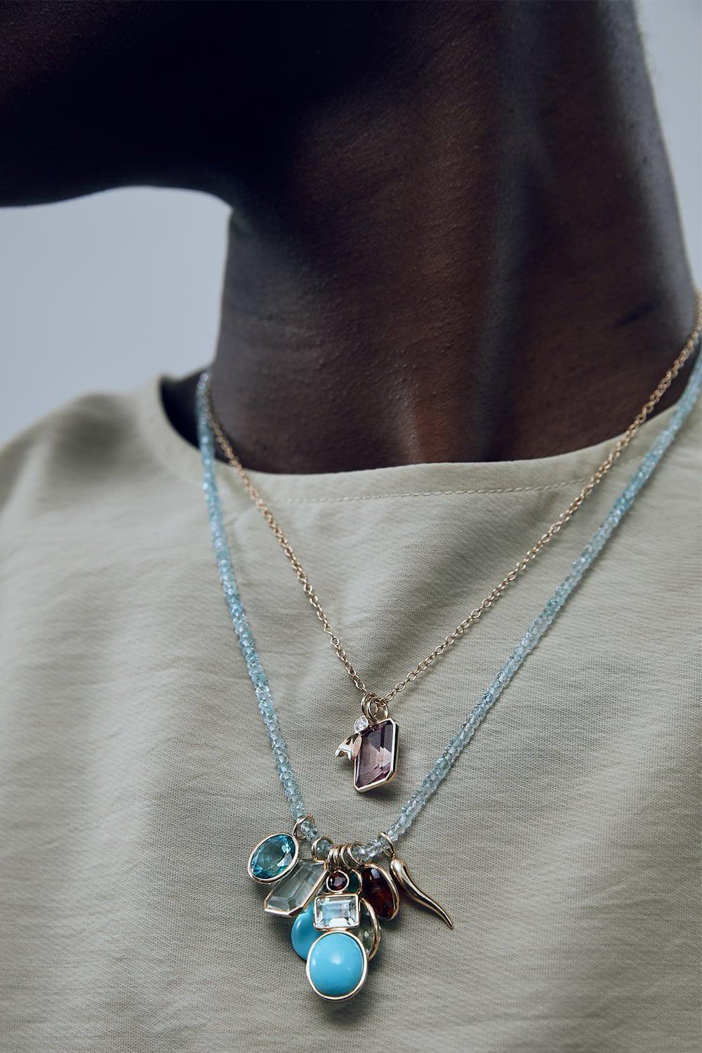 Aquamarine Tiny Bead Necklace - Image 2