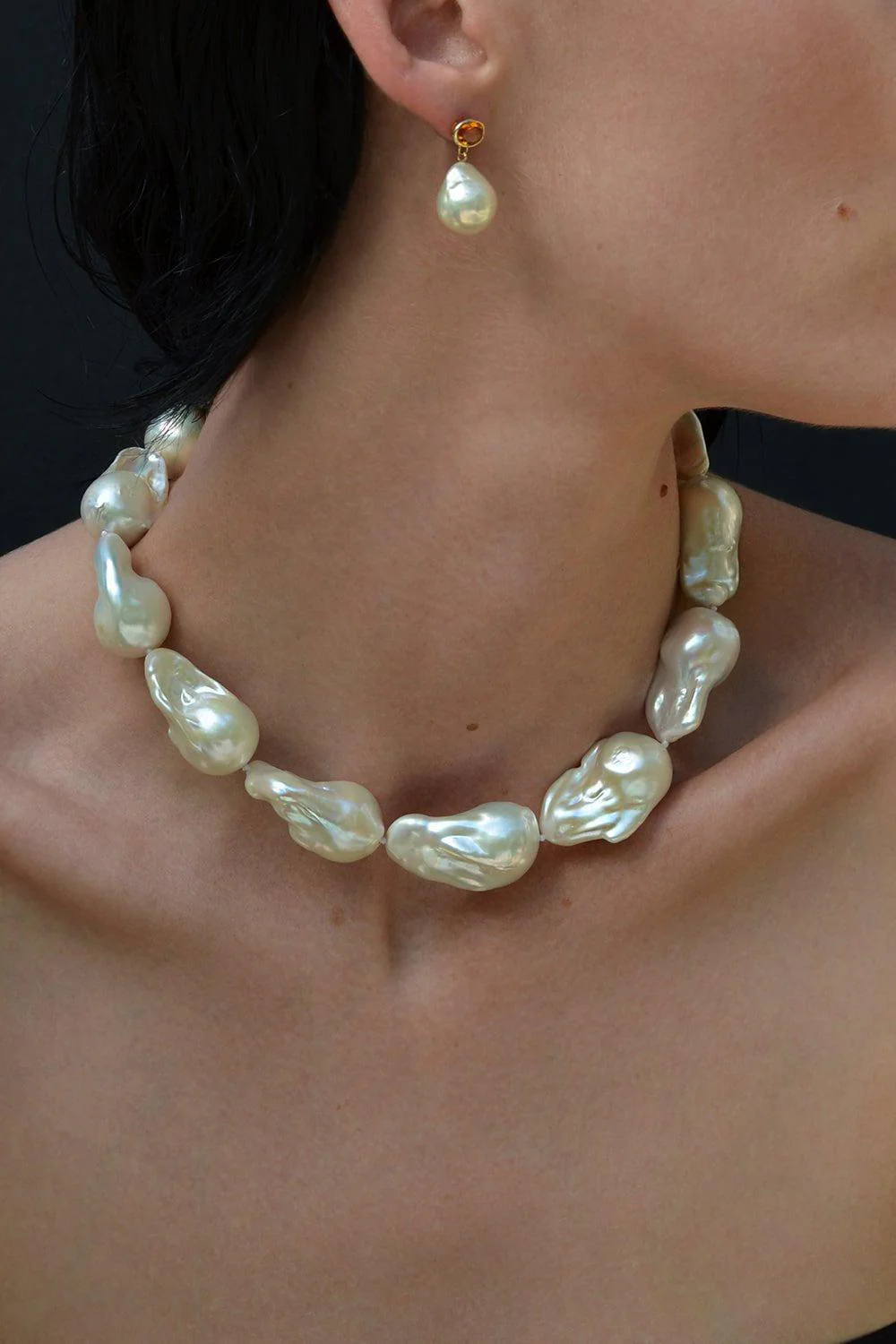 Extra Large White Baroque Pearl Necklace - Image 2