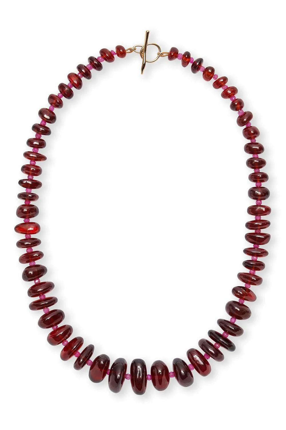 Garnet Pink Sapphire Beaded Necklace