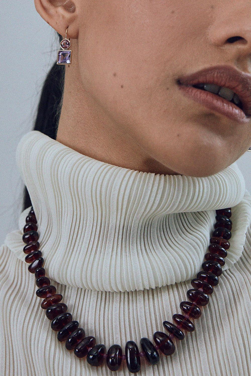 Garnet Pink Sapphire Beaded Necklace - Image 3