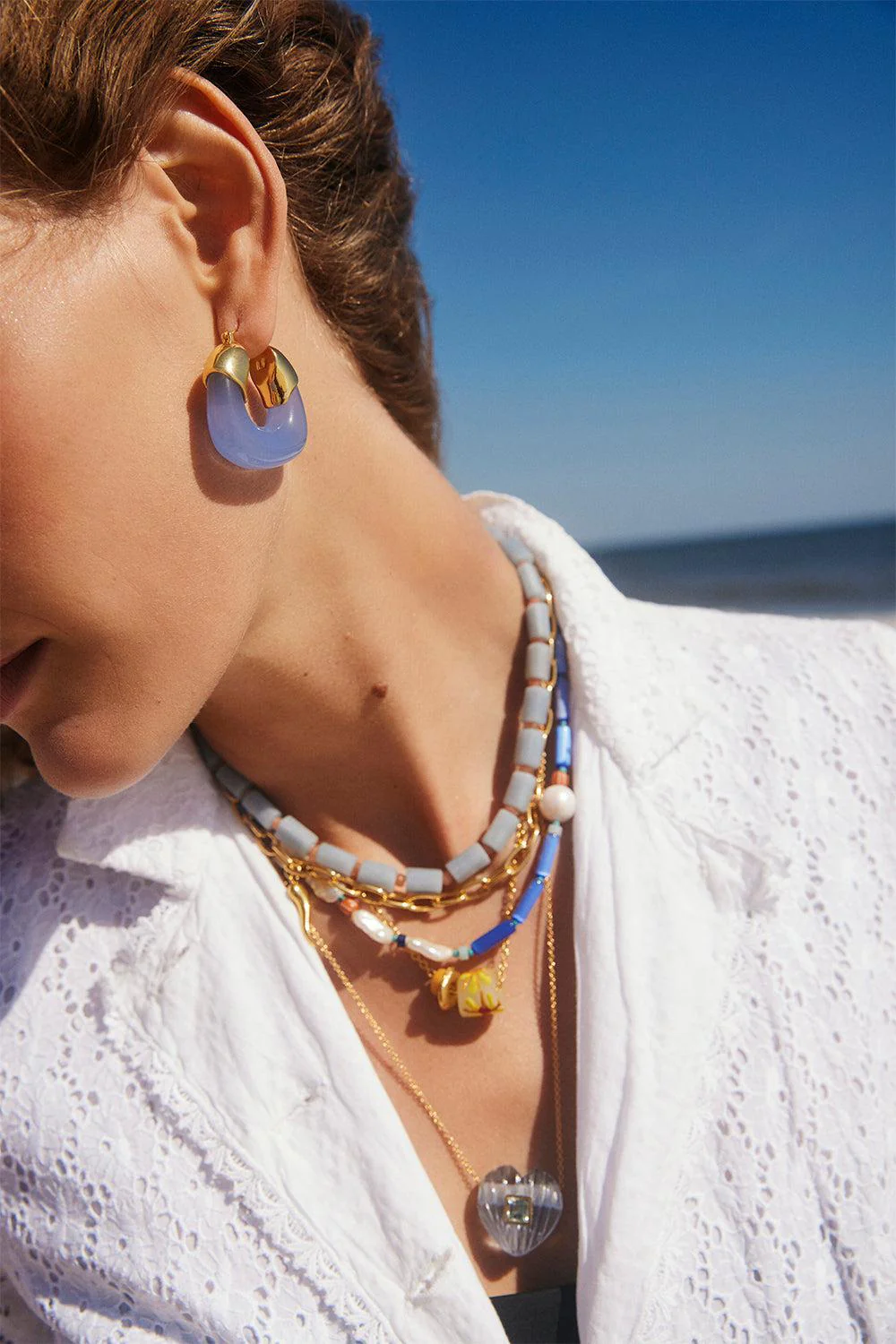 PERIWINKLE ORGANIC HOOP EARRINGS - Image 2