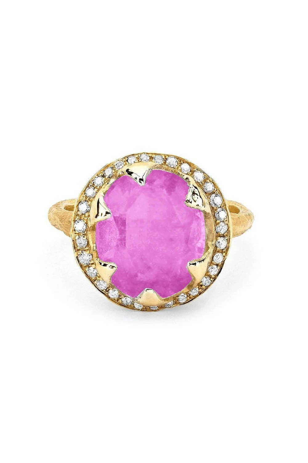 Baby Queen Full Pave Halo Pink Sapphire Ring