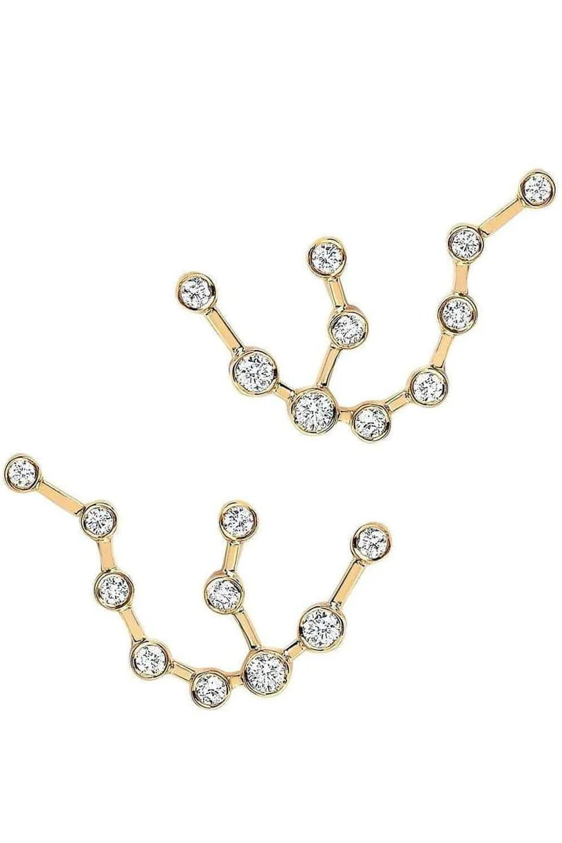 Diamond Aquarius Constellation Stud Earrings