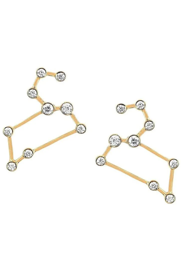 Diamond Petite Leo Constellation Stud Earrings