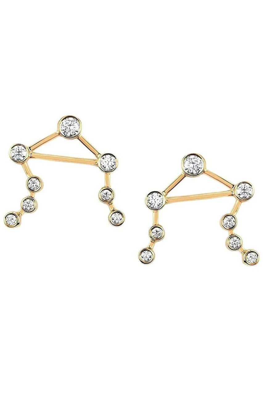 Diamond Petite Libra Constellation Stud Earrings