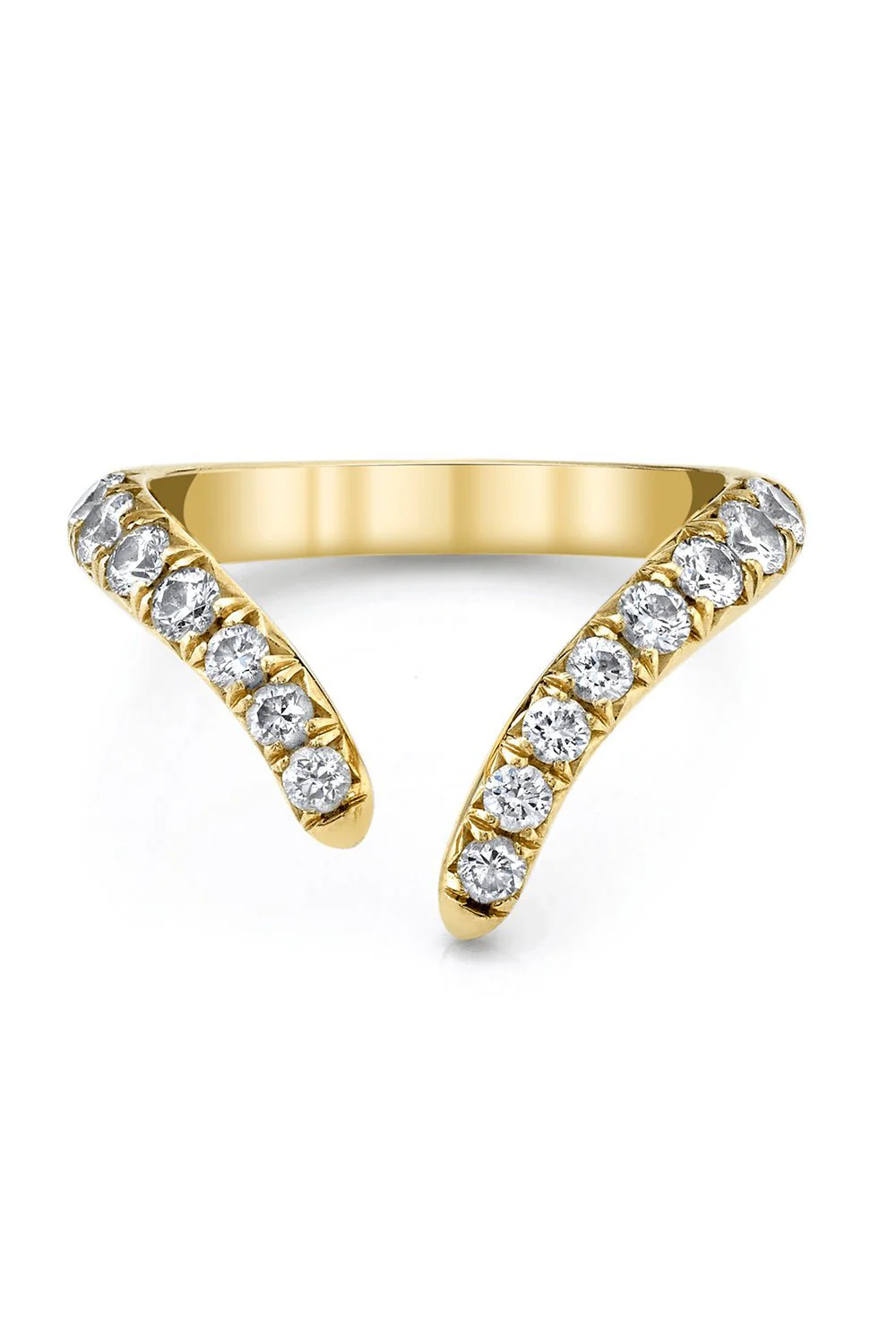 French Pavé Diamond Tusk Ring