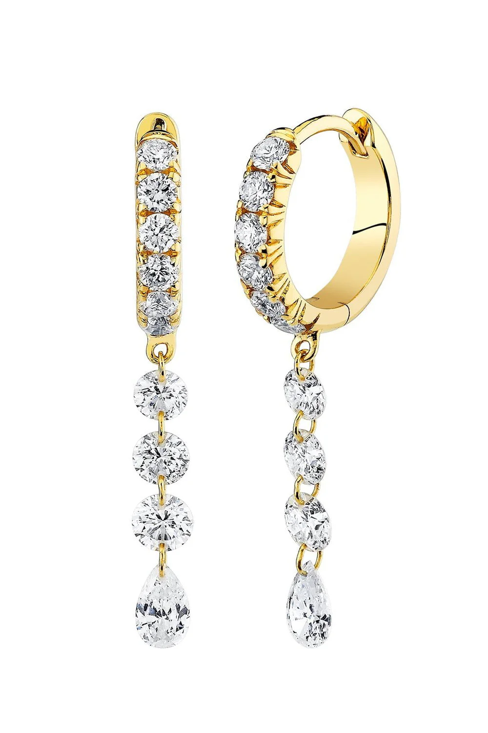 Mini Eau De Rose Diamond Drop Huggie Earrings