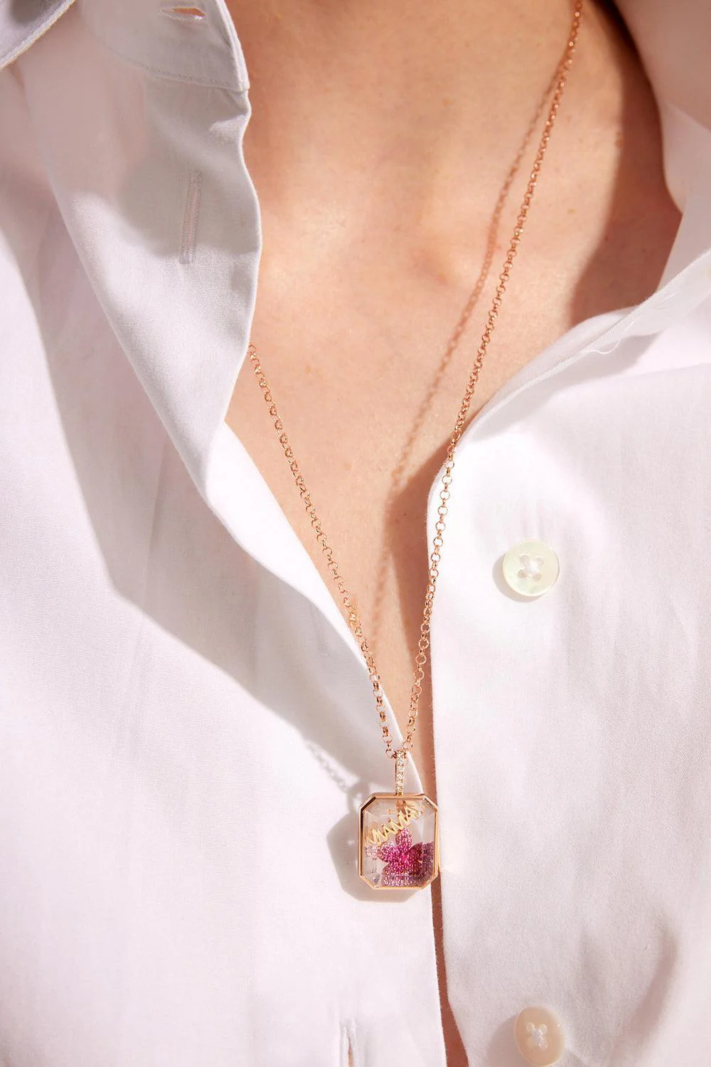 Baguette Diamond Locket Pendant Necklace - Image 2