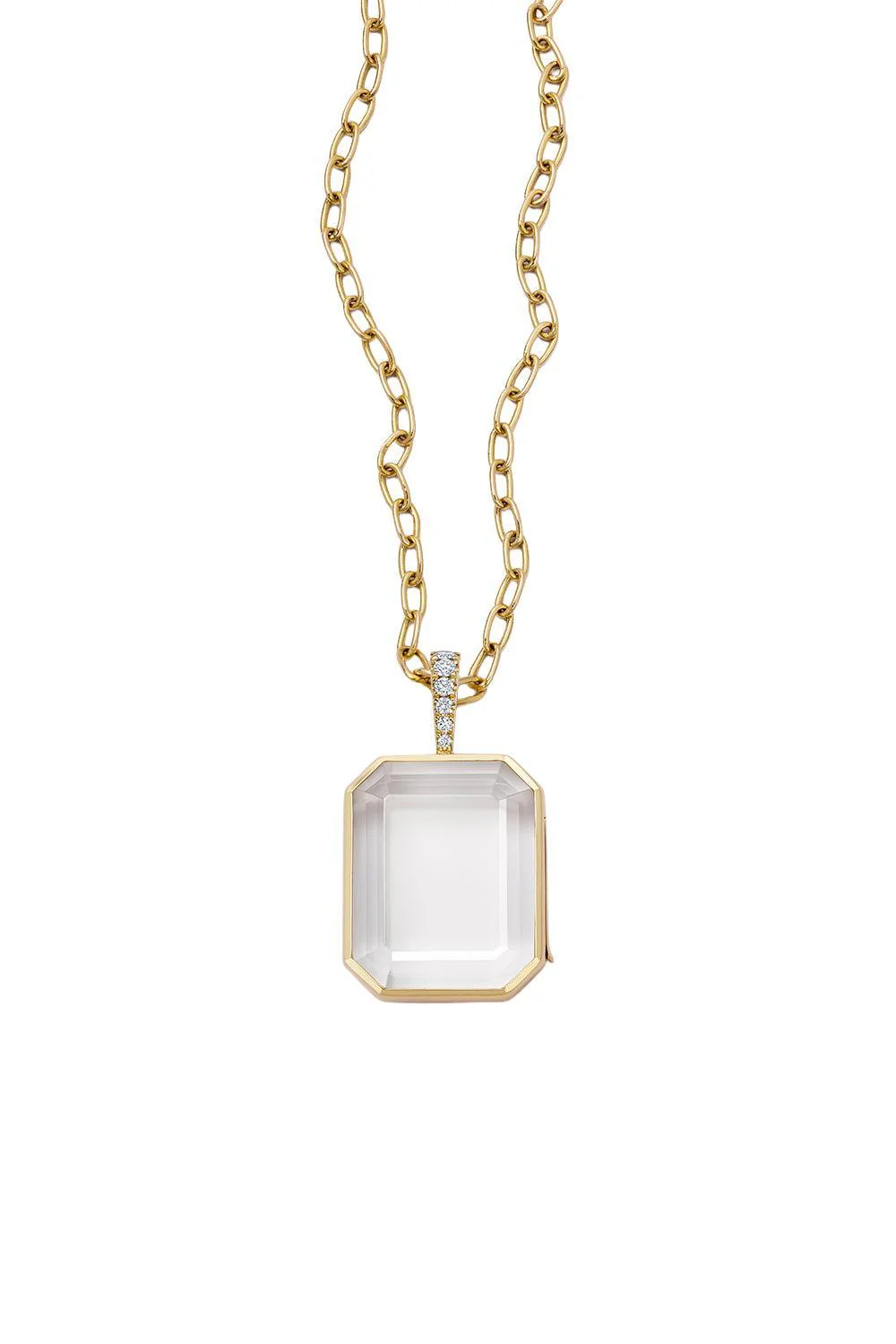 Diamond Baguette Locket Necklace