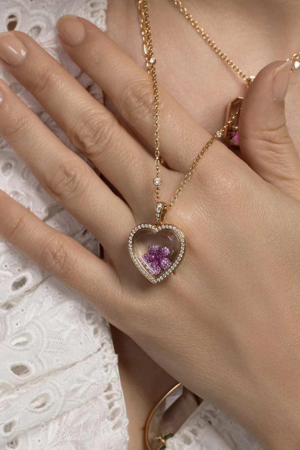 Diamond Eros Locket Chain Necklace - Image 3
