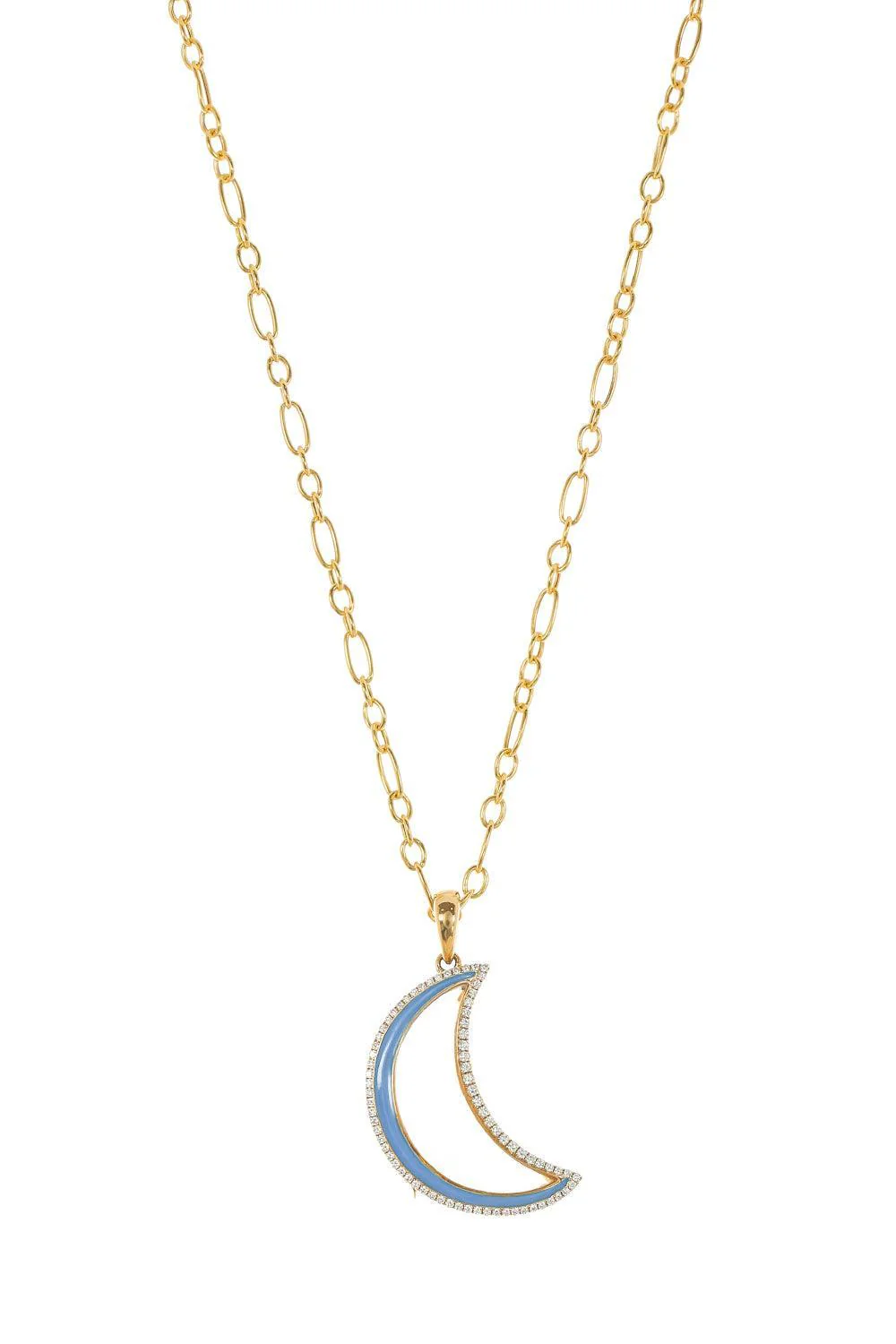 Diamond Lunar Crescent Moon Locket Necklace