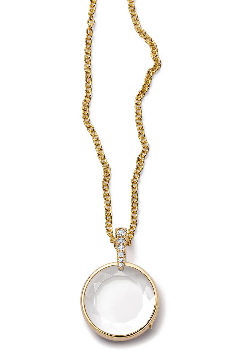 Diamond Lyra Locket Rolo Chain Necklace