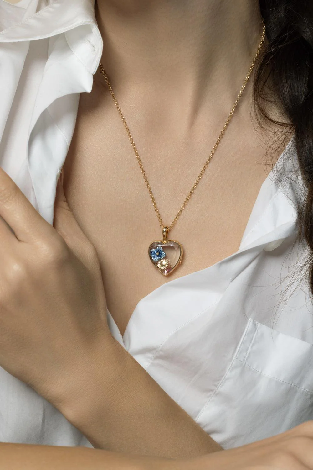 Heart Large Locket Rolo Chain Necklace - Image 2